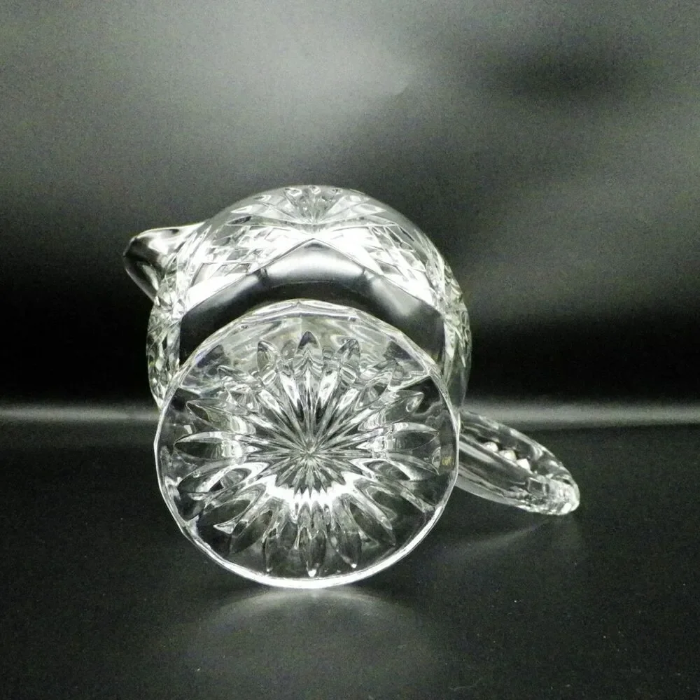 Footed Gravy Boat Crystal Fan and Criss-Cross Pattern Vintage Glassware